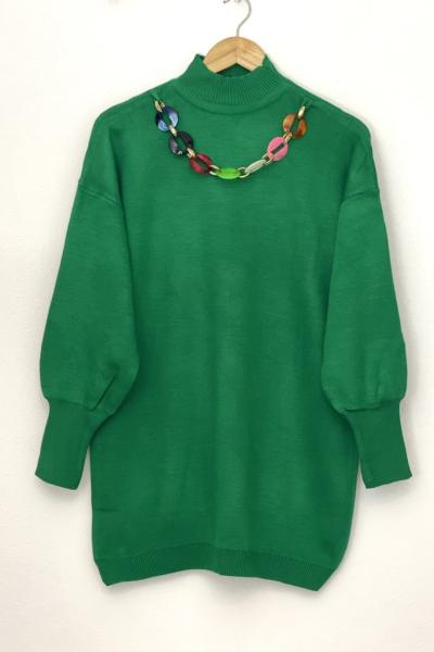 Kolyeli  karpuzkol triko tunik yeşil  SLT30180