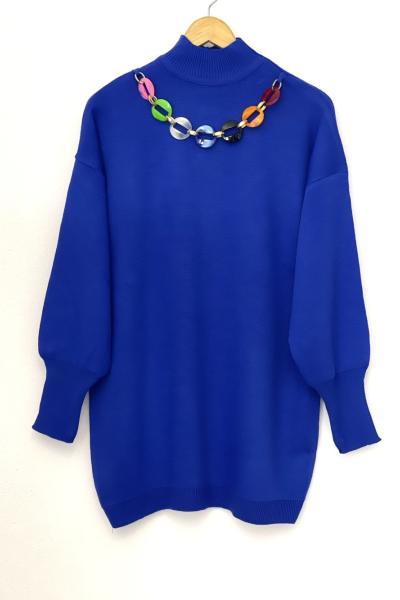 Kolyeli  karpuzkol triko tunik Saks SLT30180