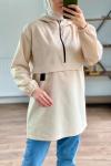 Koton kumaş fermuarlı tunik bej 1513