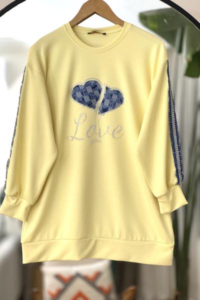 Kotve taş detaylı Oysh Tunik  Sarı TCN40116