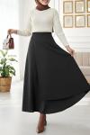 Kurvaze yandan bağlamalı Etek Siyah NW6065