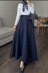 Kurvaze yandan bağlamalı Etek Lacivert NW6065