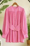 Kuşak detaylı  gömlek tunik pembe TB80109