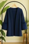 Kuşaklı kol kürklü kimono Ceket Lacivert  TB8037