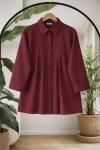 Kuşaklı Pileli  Tunik Bordo BK9549