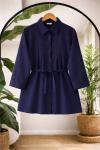 Kuşaklı Pileli  Tunik lacivert BK9549