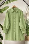 Kuşaklı yırtmaclı Tunık Gömlek Yeşil  BK9553