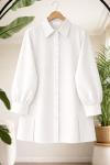 Kuşaklı yırtmaclı Tunık Gömlek Beyaz BK9553