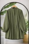 Kuşaklı pileli  tunik Yeşil  BK9561