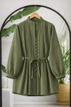 Kuşaklı pileli  tunik Yeşil  BK9561