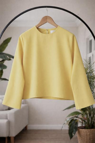 Kuşaklı  İspanyol Kol Kısa Blüz Sarı BK9568