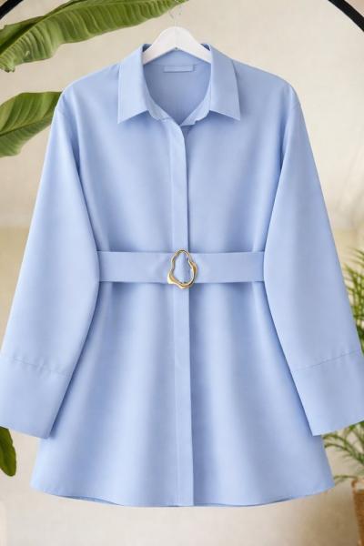Kuşaklı metal aksesuarlı gömlek Bebemavi SL80107