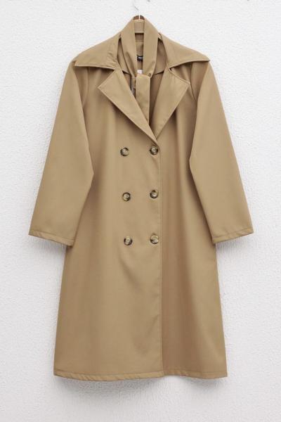 Kuşaklı cepli trenc camel SLT30129