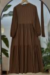 Kuşaklı  Katkat Kiloş Elbise   Kahve KRN30289