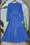 Kuşaklı  Katkat Kiloş Elbise   Mavi KRN30289