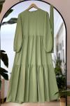 Kuşaklı  Katkat Kiloş Elbise   Acıkyeşil  KRN30289