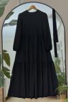 Kuşaklı  Katkat Kiloş Elbise  siyah KRN30289