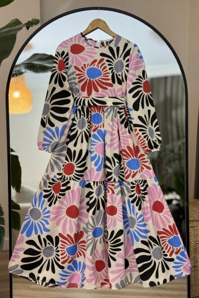 Kuşaklı Terikoton Kiloş Elbise pembe 50147