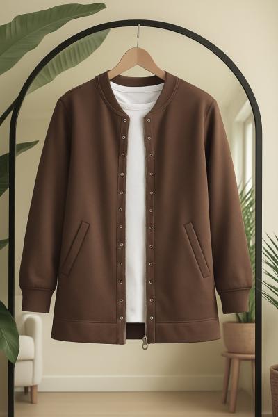 Kuşgözü detaylı fermuarlı içlikli takım Kahve TCN40140