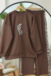 Leopar Desen ikili Takım Kahve  EF30554