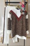 Leopar Desenli İki İplik Takım Beyaz TCN 800