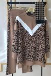 Leopar Desenli İki İplik Takım Bej  TCN 800