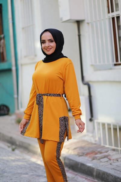 leopar desen tcn takım sarı