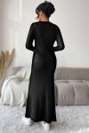 Likralı uzun örgülü triko Elbise Siyah  SLT30195