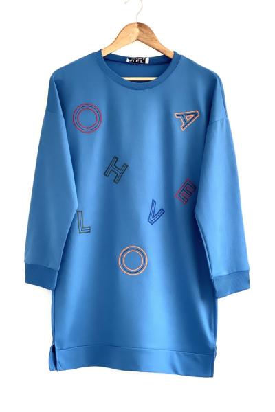 LOVE İki İplik tunik Saks ALR30171
