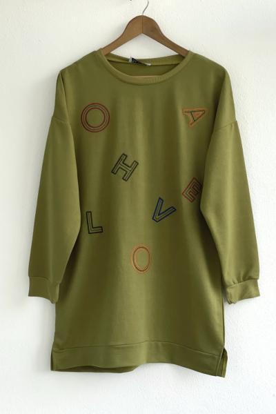 LOVE İki İplik tunik yeşil ALR30171