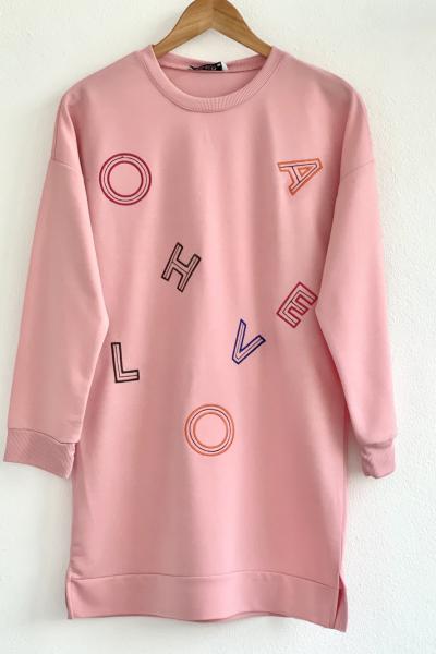 LOVE İki İplik tunik Pembe ALR30171