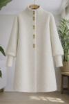 metal Düğmeli Uzun Sakallı Hırka Ekru  SLT8052