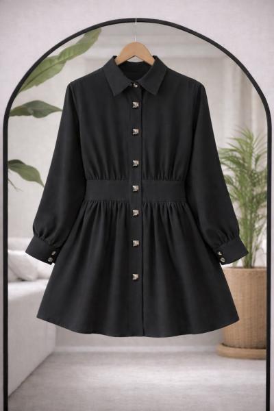 Metal Düğmeli  Tunik Siyah TCN40166