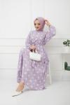 Mevlana Model kırınkıl kumaş Elbise lila HBS1156