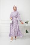 Mevlana Model kırınkıl kumaş Elbise lila HBS1156
