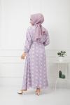 Mevlana Model kırınkıl kumaş Elbise lila HBS1156
