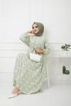 Mevlana Model kırınkıl kumaş Elbise Mintyeşili HBS1156