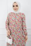 Mini karışık  fuşya Çiçek Desenli Elbise UMS932