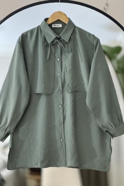 Modal Kumaş Bolerolu Kuşaklı Tunik Yeşil  NV4516