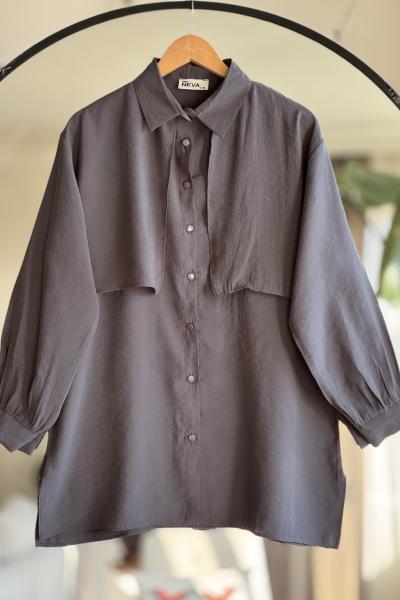 Modal Kumaş Bolerolu Kuşaklı Tunik antrasit NV4516