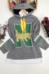 N baskı garnili Sweatshirt gri SLT1276