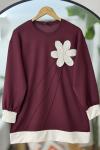 Nakış işlemeli Oyso tunik Bordo TCN 40107