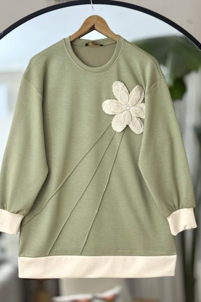 Nakış işlemeli Oyso tunik yeşil  TCN 40107