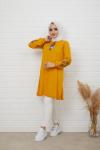 Nakış işlemeli Triko Tunik Sarı NFS848