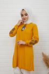 Nakış işlemeli Triko Tunik Sarı NFS848