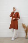 Nakış işlemeli Triko Tunik Tarçın NFS848