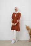 Nakış işlemeli Triko Tunik Tarçın NFS848