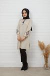 Nakış işlemeli Triko Tunik Bej NFS848