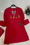 Nakış işlemeli Penye Tunik Kırmızı UMS939