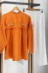 Nakış işlemeli tunik turuncu SLT1564